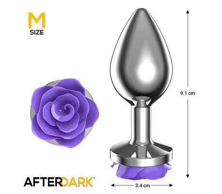 Plug Anal de Metal con Rosa Púrpura en la Base Talla M