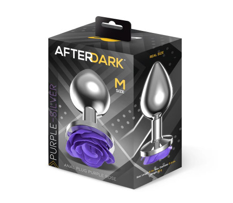 Plug Anal de Metal con Rosa Púrpura en la Base Talla M