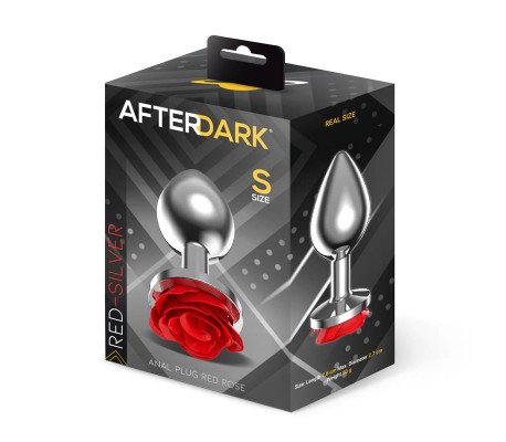 Plug Anal de Metal con Rosa Roja en la Base Talla S