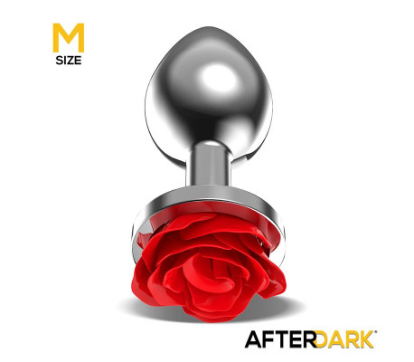 Plug Anal de Metal con Rosa Roja en la Base Talla M