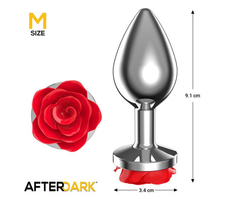 Plug Anal de Metal con Rosa Roja en la Base Talla M