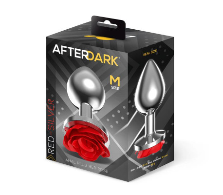 Plug Anal de Metal con Rosa Roja en la Base Talla M