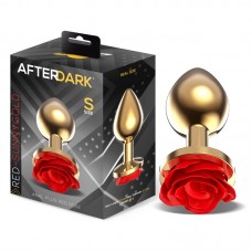 Plug Anal de Metal Dorado con Rosa Roja en la Base Talla S