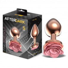 Plug Anal de Metal Oro Rosa con Rosa Rosa en la Base Talla S