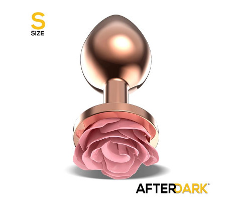 Plug Anal de Metal Oro Rosa con Rosa Rosa en la Base Talla S