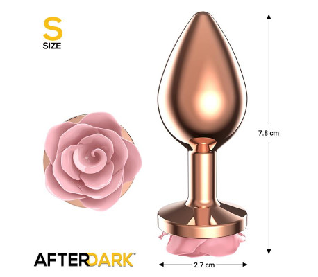 Plug Anal de Metal Oro Rosa con Rosa Rosa en la Base Talla S
