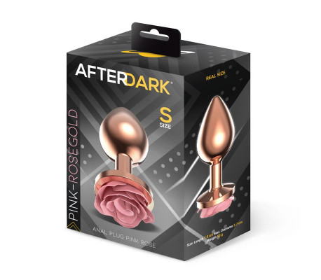 Plug Anal de Metal Oro Rosa con Rosa Rosa en la Base Talla S