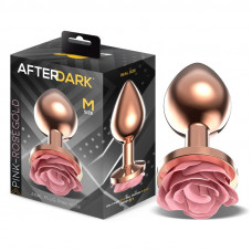 Plug Anal de Metal Oro Rosa con Rosa Rosa en la Base Talla M