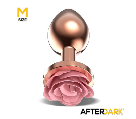 Plug Anal de Metal Oro Rosa con Rosa Rosa en la Base Talla M