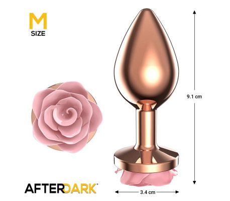 Plug Anal de Metal Oro Rosa con Rosa Rosa en la Base Talla M