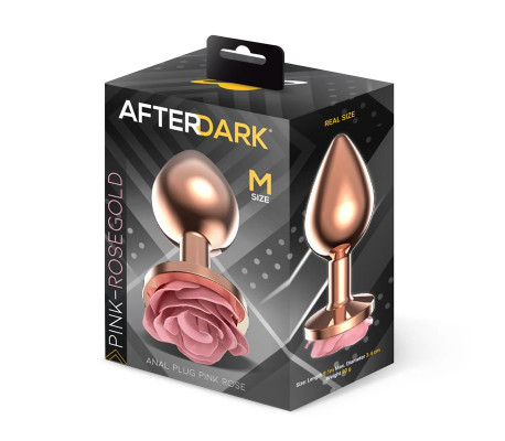 Plug Anal de Metal Oro Rosa con Rosa Rosa en la Base Talla M