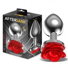 Plug Anal de Metal con Rosa Roja en la Base Talla L