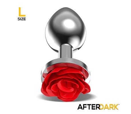 Plug Anal de Metal con Rosa Roja en la Base Talla L
