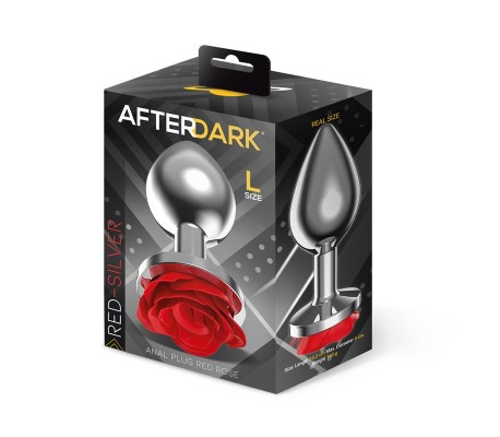 Plug Anal de Metal con Rosa Roja en la Base Talla L