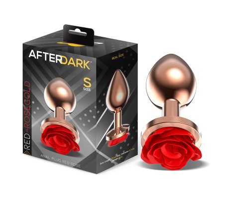 Rose Plug Anal Oro Rosa Rosa Roja en la Base Talla S