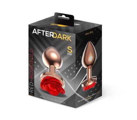 Rose Plug Anal Oro Rosa Rosa Roja en la Base Talla S