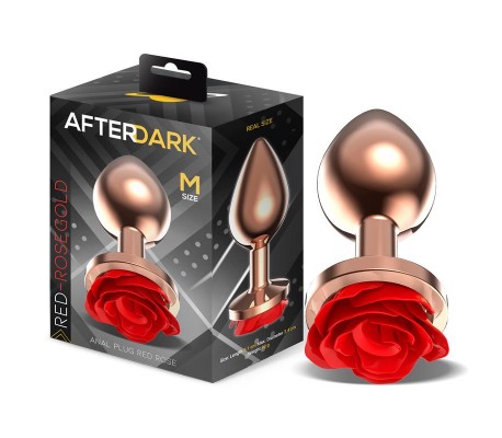 Rose Plug Anal Oro Rosa con Rosa Roja en la Base Talla M