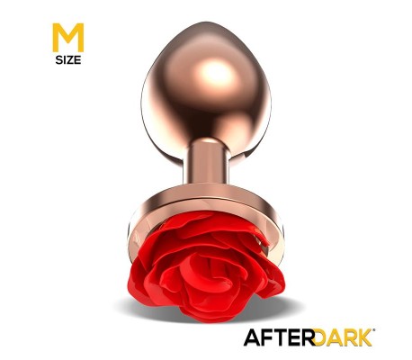 Rose Plug Anal Oro Rosa con Rosa Roja en la Base Talla M