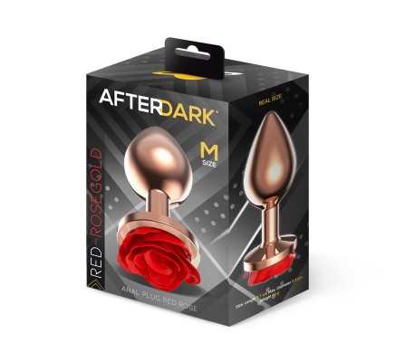 Rose Plug Anal Oro Rosa con Rosa Roja en la Base Talla M
