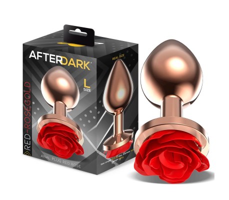 Rose Plug Anal Oro Rosa Base de Rosa Roja Talla L