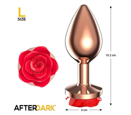 Rose Plug Anal Oro Rosa Base de Rosa Roja Talla L