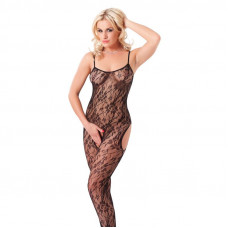 Rimba Amorable Catsuit Abierto con Motivos Florales Color Negro Talla Única