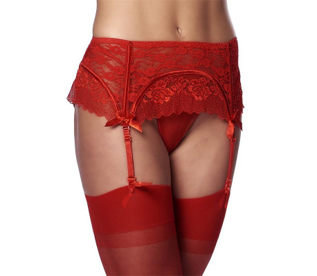 Liguero con Tanga y Medias Rojo