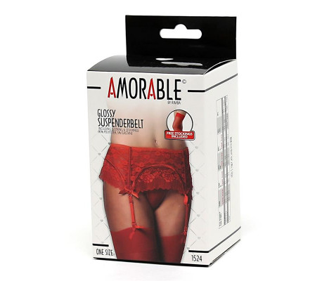 Liguero con Tanga y Medias Rojo
