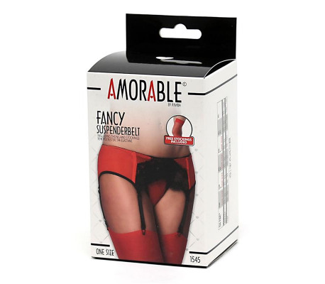 Liguero con Braguitas y Medias Rojo y Negro