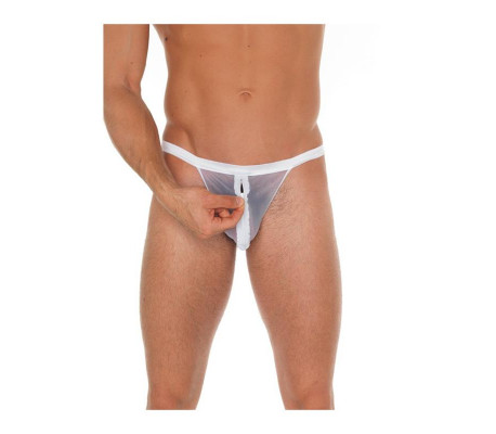 Tanga con Cremallera Blanco Talla Única