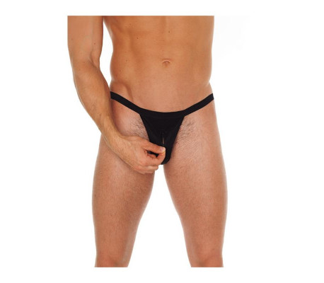 Tanga con Cremallera Negro Talla Única