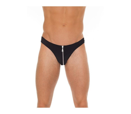 Tanga con Cremallera Negro Talla Unica