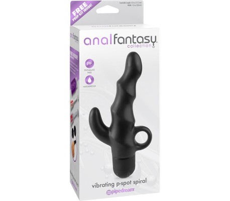 Estimulador Anal con Vibración Vibrating P-Spot Spiral Negro