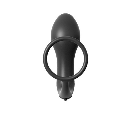 Plug Vibrador con Anillo Pene - Color Negro
