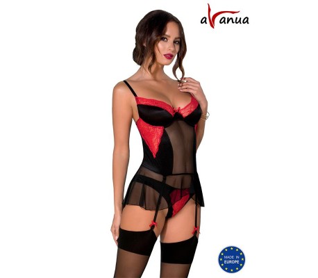 ODINA Corsé Negro/Rojo