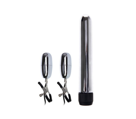 Baile Set Bala Vibrador y Pinzas para Pezones con Vibración Turbo