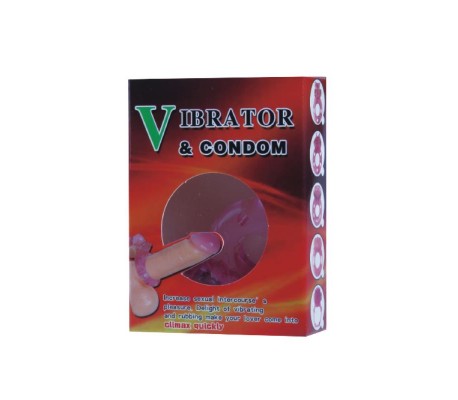 Baile Anillo Vibrador con Preservativo Color Rosa
