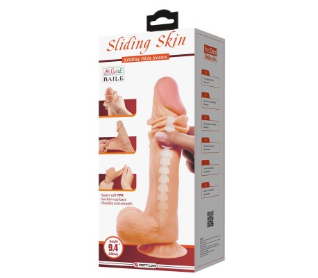 Dildo Realista Piel Deslizante Retractil 24 cm