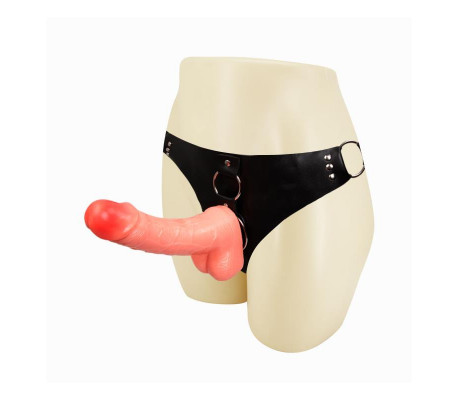 Arnés con Dildo y Testículos Natural 18,3 cm