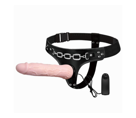 Baile Arnés con Dildo Vibrador Natural 18.5 cm