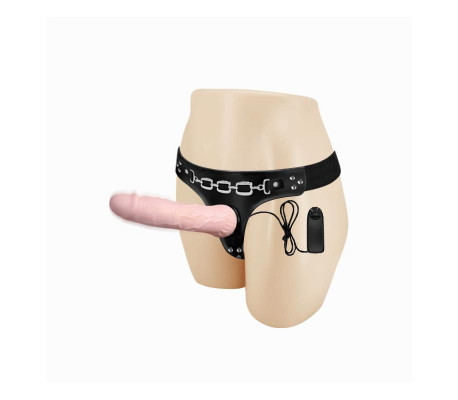 Baile Arnés con Dildo Vibrador Natural 18.5 cm