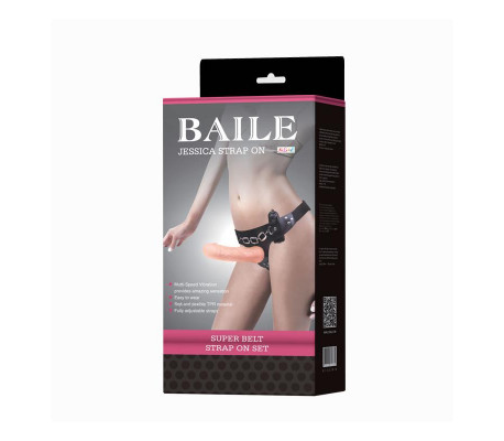 Baile Arnés con Dildo Vibrador Natural 18.5 cm
