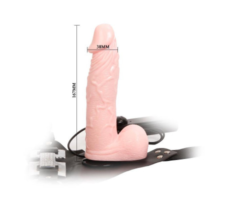 Baile Arnés con Dildo Color Natural a Control Remoto