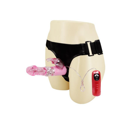 Baile Arnés con Dildo Vibrador Rosa 18 cm
