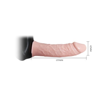 Arnés con Dildo Hueco y Vibración 15.5 x 4.2 cm Natural