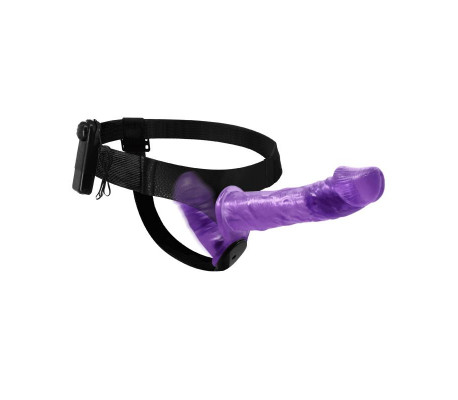 Arnés con Dildo Doble y Vibración Púrpura