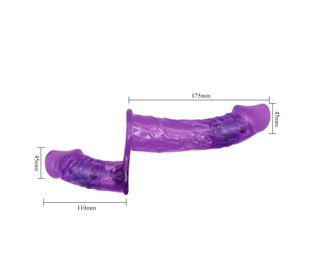 Arnés con Dildo Doble y Vibración Púrpura