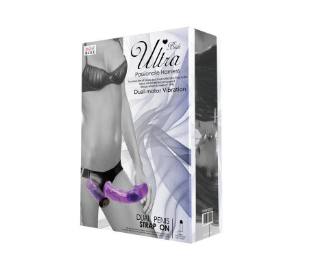 Arnés con Dildo Doble y Vibración Púrpura