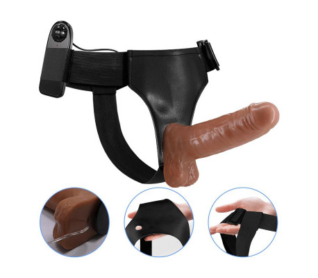 Arnés con Dildo Retractil con Vibración