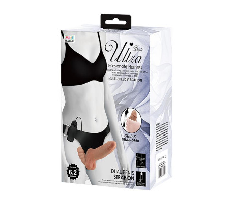 Arnés con Dildo Doble Retractil con Vibración
